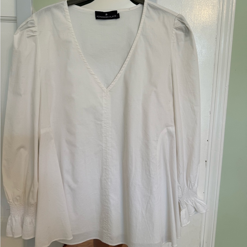 Pomander Place Easton Blouse Top White Cotton